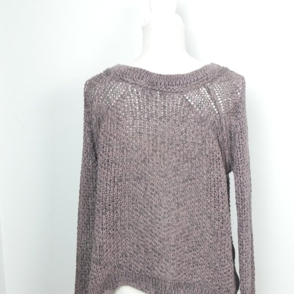 Free People Open Knit Purple Crewneck Balletcore Slouchy Sweater Small - Picture 3 of 11